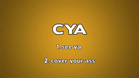 cya meaning|cya meaning in business.